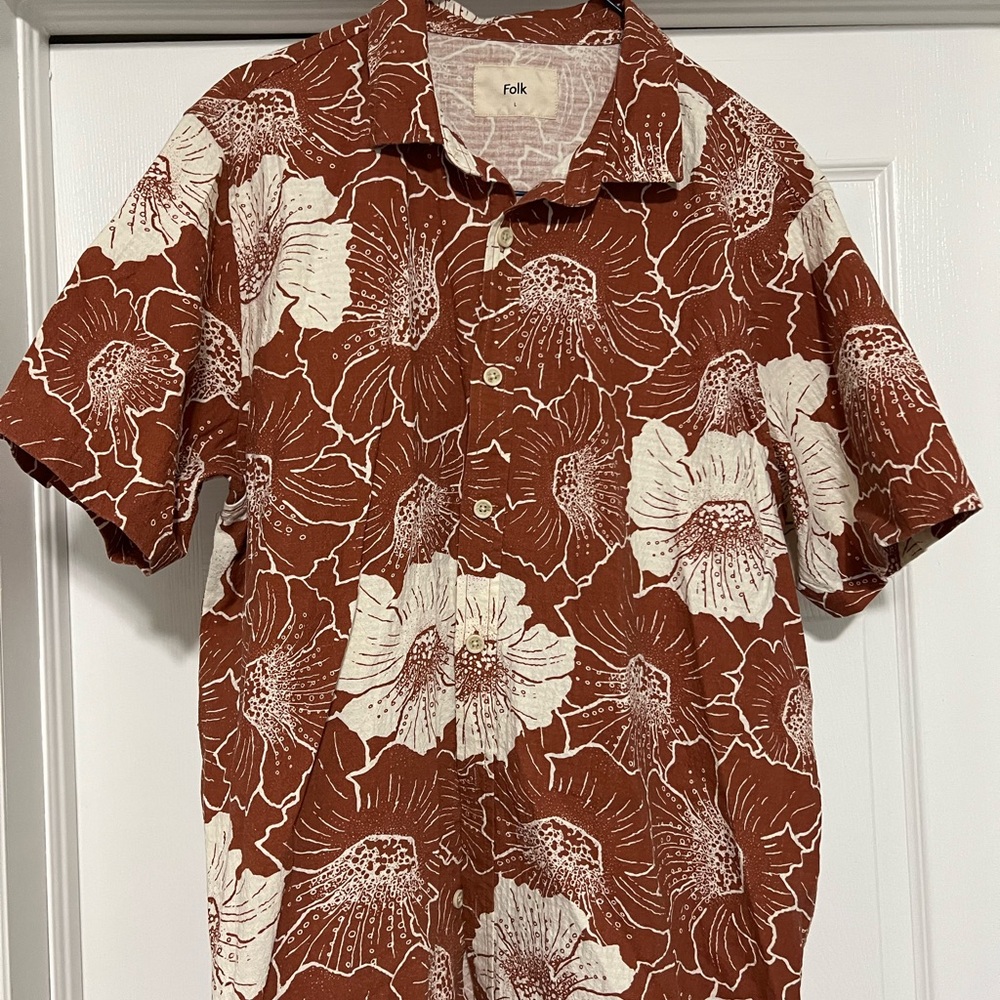 Folk Brown and White Casual Button Down Shirt
